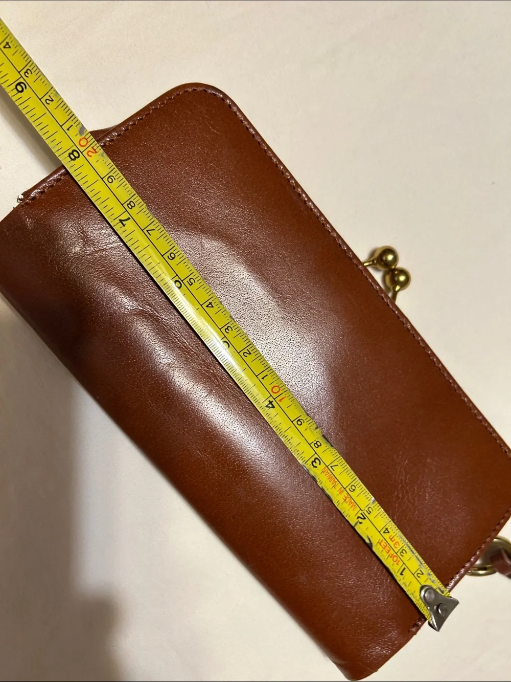 margot Brown Leather Wristlet Wallet with Gold Tone Hardware